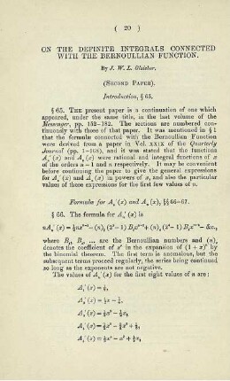 On the definite integrals connected with the Bernoullian function.