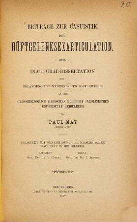 Beiträge zur Casuistik der Hüftgelenksexarticulation