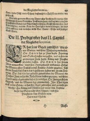 Die II. Predigt uber das II. Capitel der Klaglieder Ieremiae.