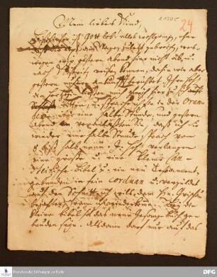 Brief von August Hermann Francke an Anna Magdalena Francke.