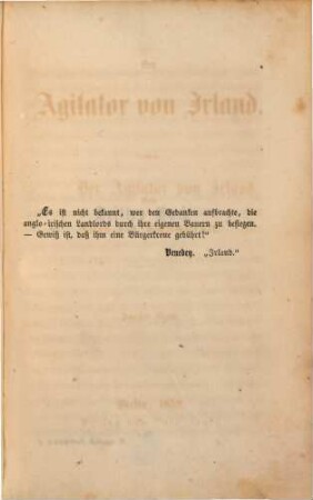 Der Agitator von Irland : Von Aline von Schlichtkrull, 2