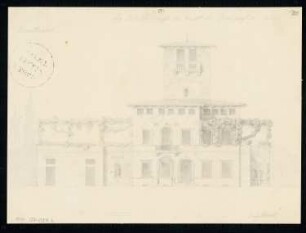 Gärtnerwohnung Monatskonkurrenz November 1832: Aufriss Vorderansicht; Maßstabsleiste