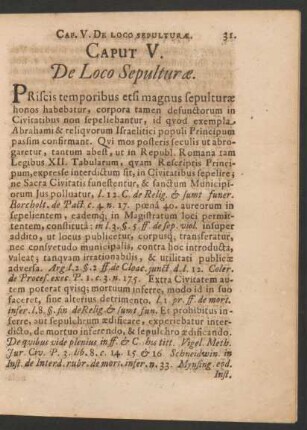 Caput V. De Loco Sepulturae.