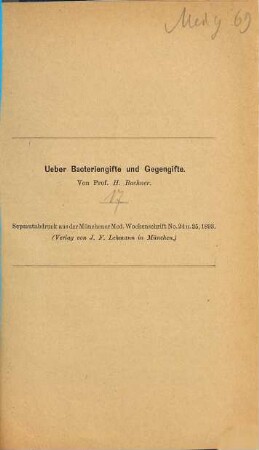 Kleine medizinische Abhandlungen : Separatabdrucke aus der Münchener medizinischen Wochenschrift, 17