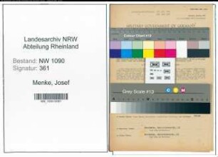 Entnazifizierung Josef Menke , geb. 20.06.1902 (Hauderer)