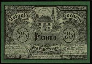 25 Pfennig Notgeld des Landkreises Cochem