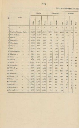 IX. Statement shewing population in towns