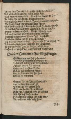 Lied der Venus und ihrer Angehörigen.