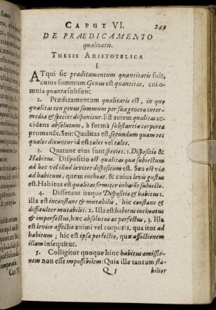 Caput VI. De Prædicamento qualitatis.