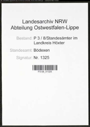 Heiratsregister Standesamt Bödexen