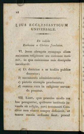 16-27, Jus ecclesiasticum universale. VI.-XXXVII.