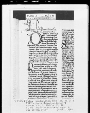 Patristische Sammelhandschrift — Initiale D mit Cadelle, Folio 91 recto