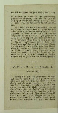 43. Neuer Krieg mit Frankreich. 1688 - 1697