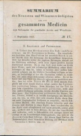 I. Anatomie und Physiologie.