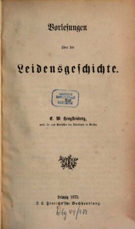 Vorlesungen über die Leidensgeschichte