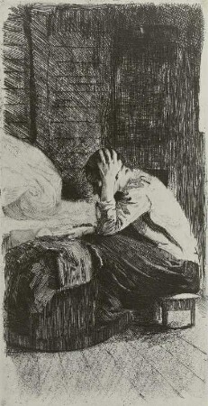 Frau an der Wiege