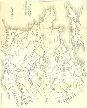 Skizze der Feldzüge des Jahres 58 v. Chr.