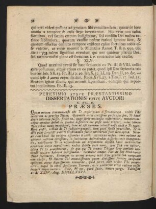 Pereximio Atque Praestantissimo Dissertationis Huius Auctori S. Pl. D. Praeses.