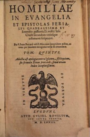 Homiliae in evangelia dominicalia, 5. (1573)