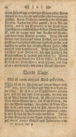 Vierte Klage. Mir ist mein einziges Kind gestorben
