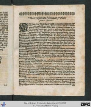 Ad Serenißimum Principem praefatio prioris editionis.