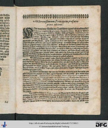 Ad Serenißimum Principem praefatio prioris editionis.