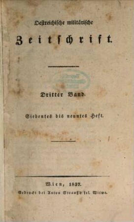 Oestreichische militärische Zeitschrift. 1837, 7/9