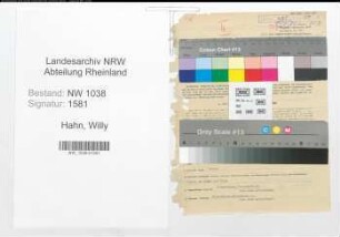 Entnazifizierung Willy Hahn , geb. 27.11.1899 (Angestellter)