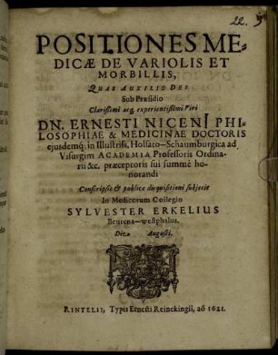 Positiones Medicae De Variolis Et Morbillis