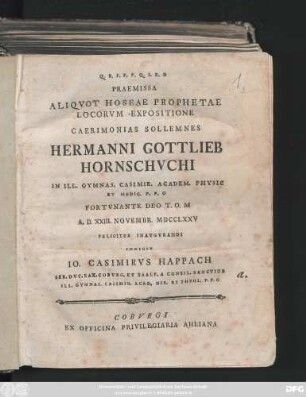 [1]: Praemissa Aliqvot Hoseae Prophetae Locorvm Expositione ...