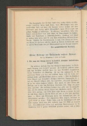 Kleine Beiträge zur Volkskunde unserer Heimat.