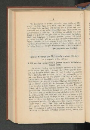 Kleine Beiträge zur Volkskunde unserer Heimat.