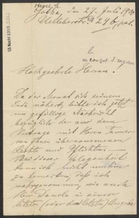 Brief an B. Schott's Söhne : 27.07.1900