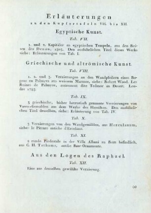 Erläuterungen zu den Kupfertafeln VII. bis XII.