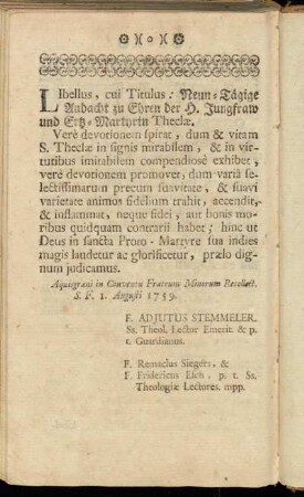 Libellus, cui Titulus: [...]