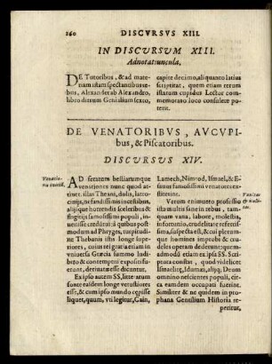 De Venatoribus, Aucupibus, & Piscatoribus. Discursus XIV.