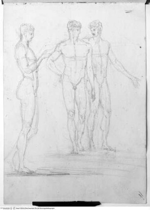 Skizzenbuch, Männliche Proportionsfigur in drei Wendungen