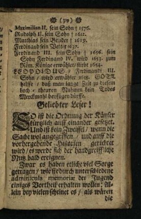 Geliebter Leser!