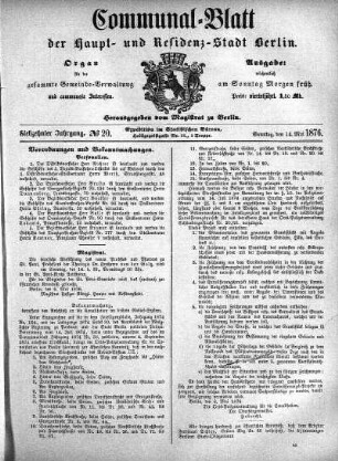 1876,20: No. 20, 14. Mai 1876