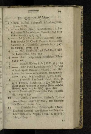III. Stamm-Bücher.