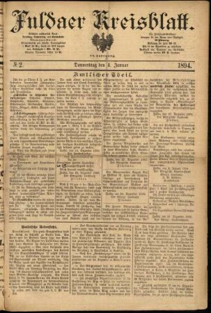 Ausgabe vom Donnerstag, den 04. Januar 1894.