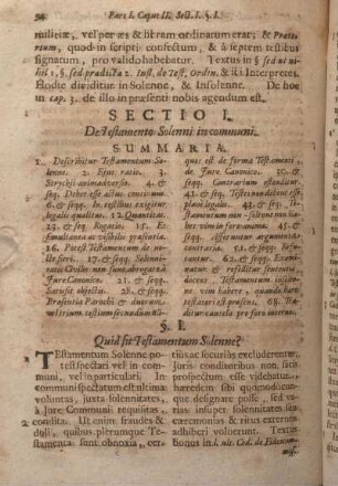 Sectio I. De Testamento Solenni incommuni.