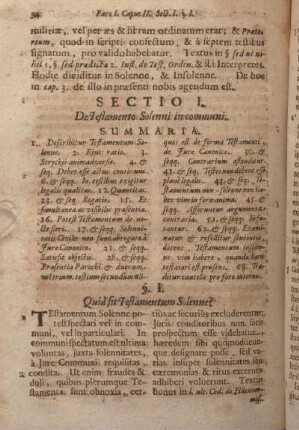 Sectio I. De Testamento Solenni incommuni.