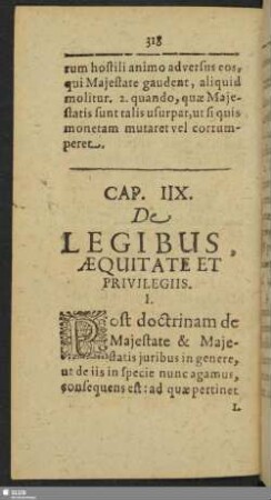 Cap. IIX. De Legibus, Aequitate Et Privilegiis