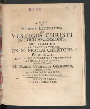 Ex Historia Ecclesiastica De Vestigiis Christi In Loco Ascensionis
