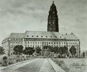 Rathaus Dresden nach dem Wiederaufbau
