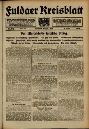 Ausgabe vom Mittwoch, den 29. Juli 1914.