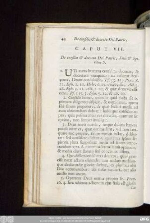 Caput VII. De Consilio & Decreto Dei Patris, Filii & Spiritus S.