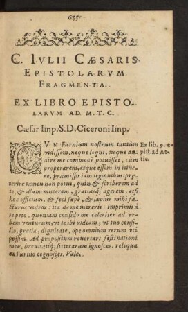 C. Iulii Caesaris Epistolarum Fragmenta.