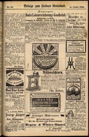 Zweite Ausgabe vom Samstag, den 30. Oktober 1886.